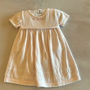 SOLD 9 months baby pink dress with embroidered roses by FAO Schwartz 100% cotton